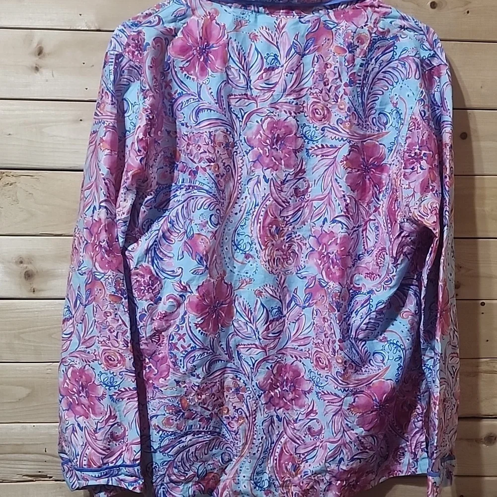 Pottery Barn Teen Lilly Pulitzer Floral Pajama Top Size Large